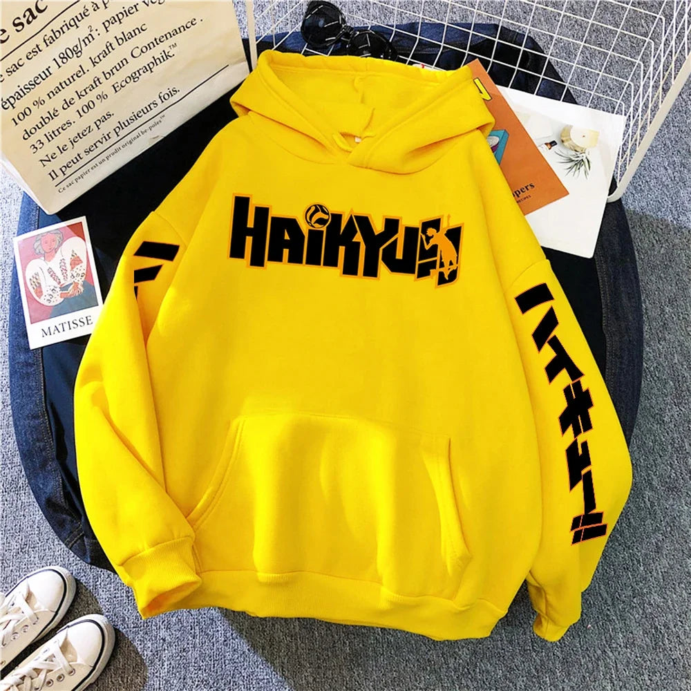 Japan Anime Haikyuu Manga Prints Hoodies Mens New Fashion Hoody Hip Hop Fleece Sweatshirts Crewneck Pullovers Cute Clothing Man