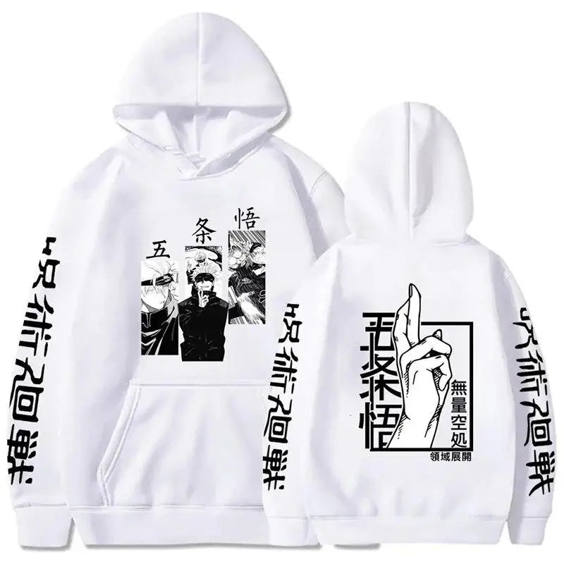 Jujutsu Kaisen Anime Hoodie Gojo Satoru Print Hooded Pullover Harajuk Men’s Streetwear Fashion Casual Fleece Winter Sweatshirt